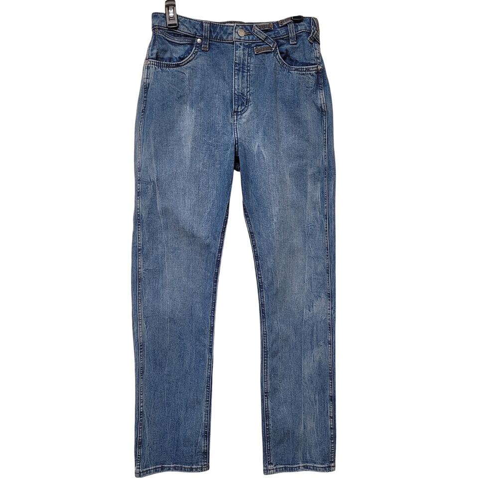 Wrangler STAUD Blue Straight Jeans Size 29x32 High Rise Western Denim
